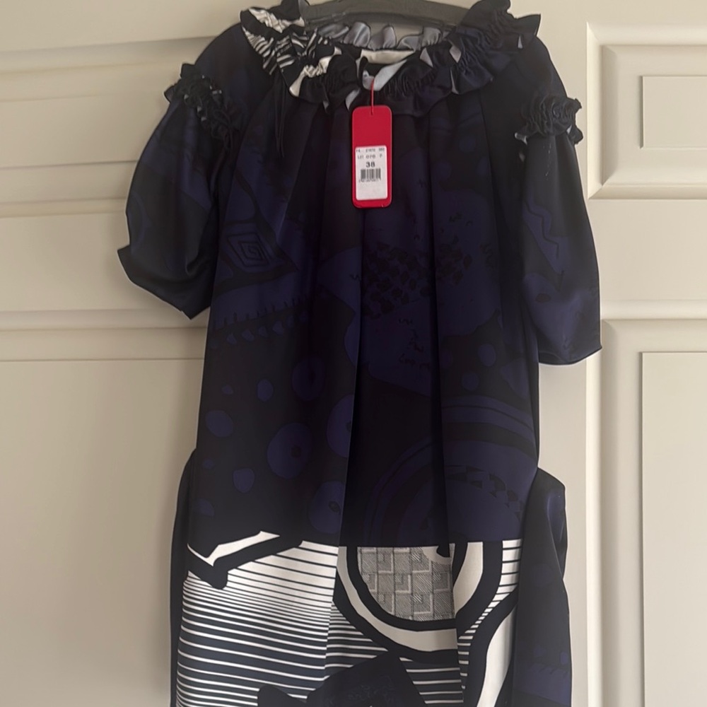Christian Lacroix Navy and White Kids Formal Dress